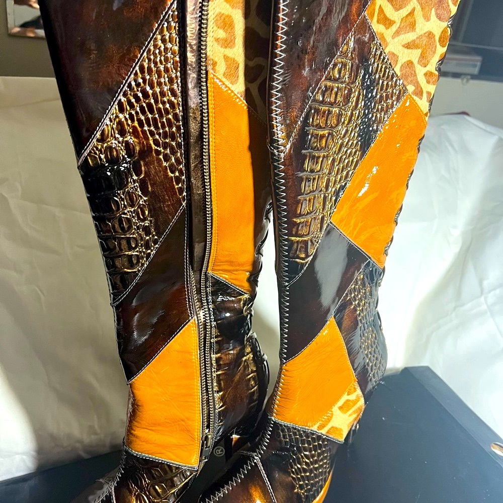 💯Vintage Luichinymulticolor boots-real fur size39 EVERYTHING MUST GO CLOSING OUT